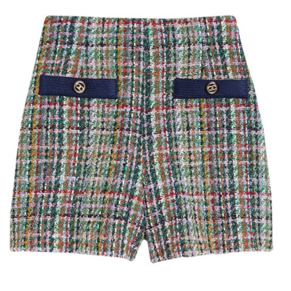 Sandro multicolor tweed high-waist shorts US 2-4 - Picture 2 of 10